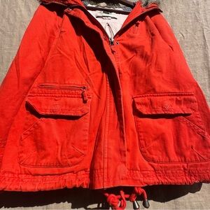 Anthropologie Daughters Of The Liberation Pintuck Faux Fur Hood Parka Sz XS